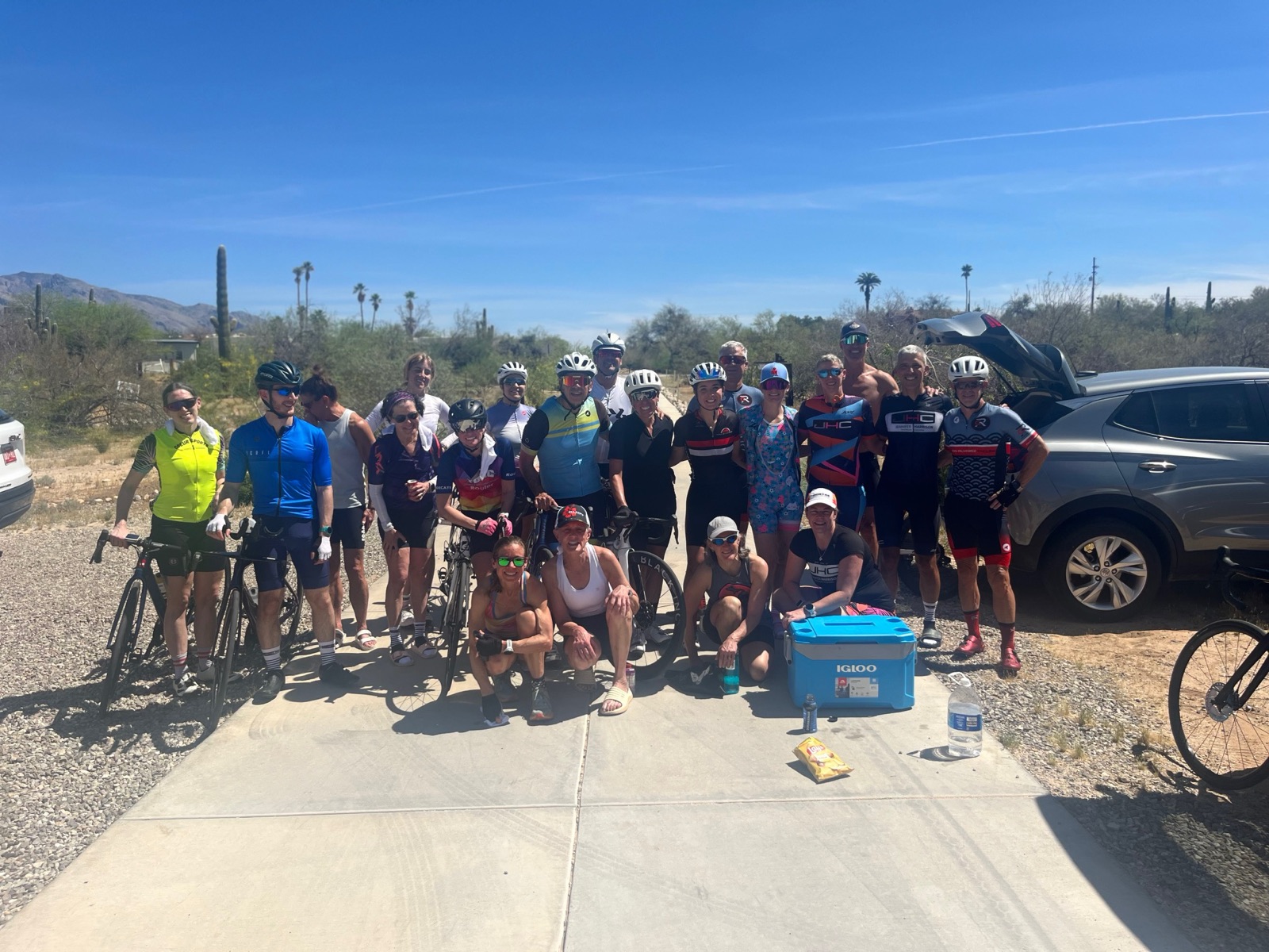 Team JHC cyclists regrouped after a camp ride in Tucson